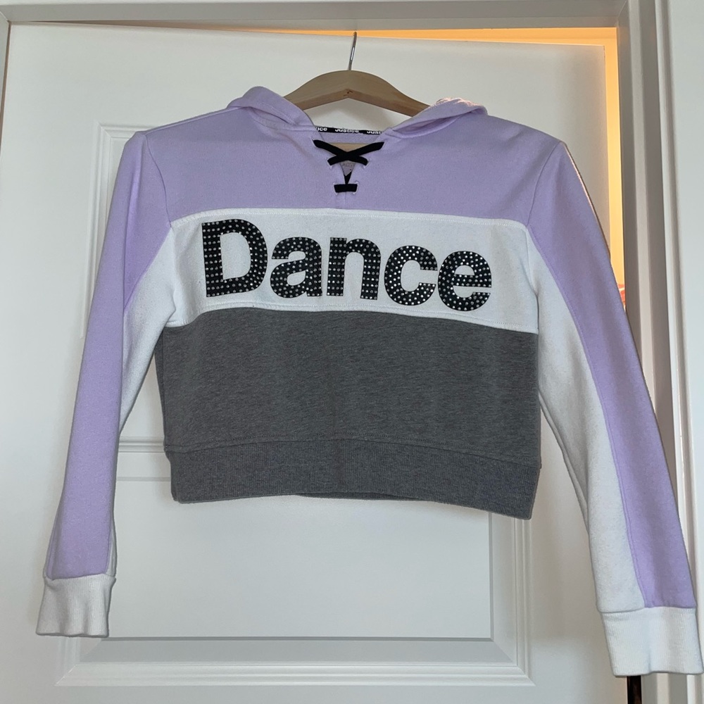 Purple, white, and gray dance hoodie